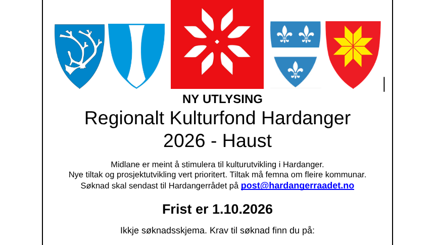 Lenkje til artikkel: Regionalt kulturfond Hardanger (2.gongs utlysing)