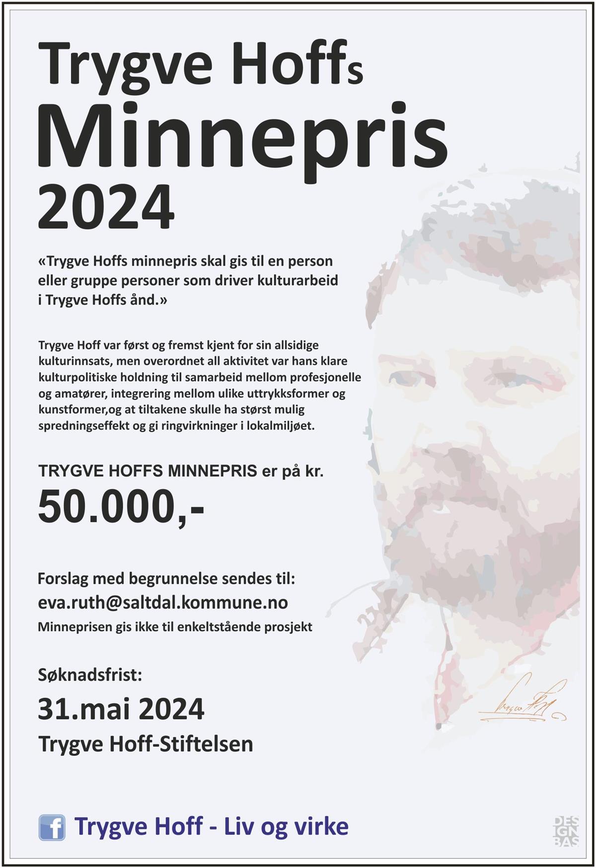 Annonse for Trygve Hoff sin minnepris 2024 - Klikk for stort bilete