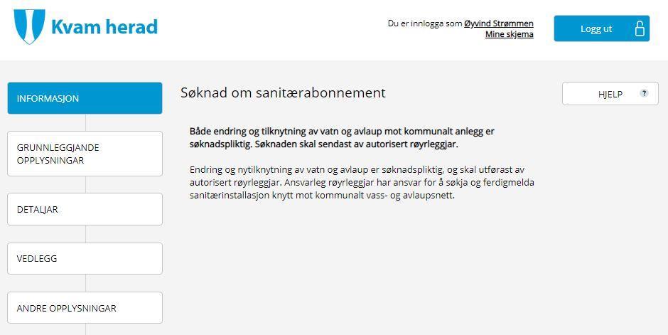 Nye skjema for entreprenørar og røyrleggjarar - Kvam herad