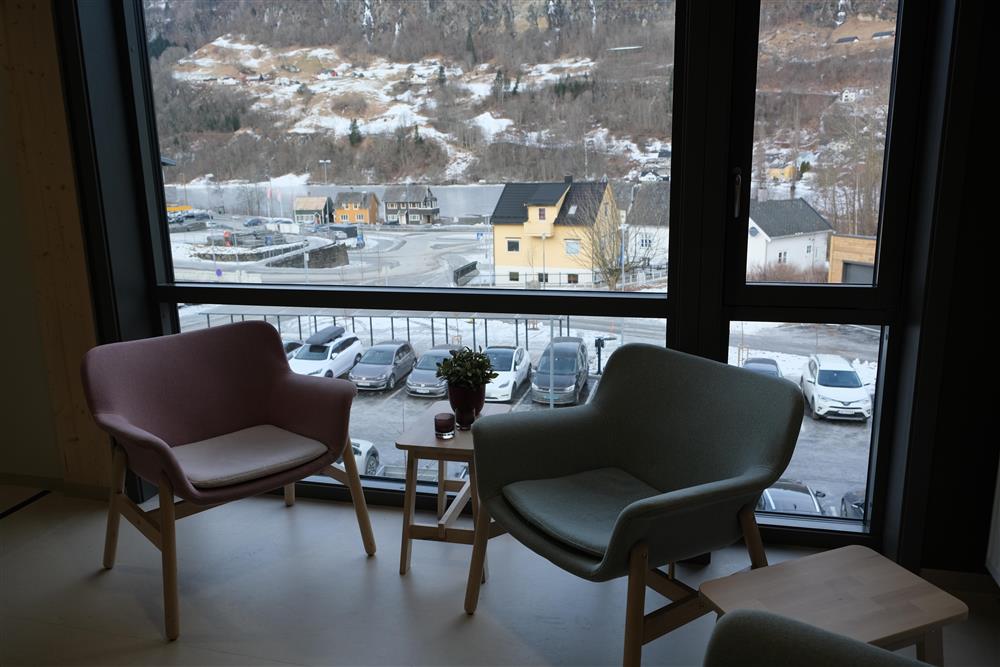 Utsikt frå Kvam vgs og kulturhus - Klikk for stort bilete