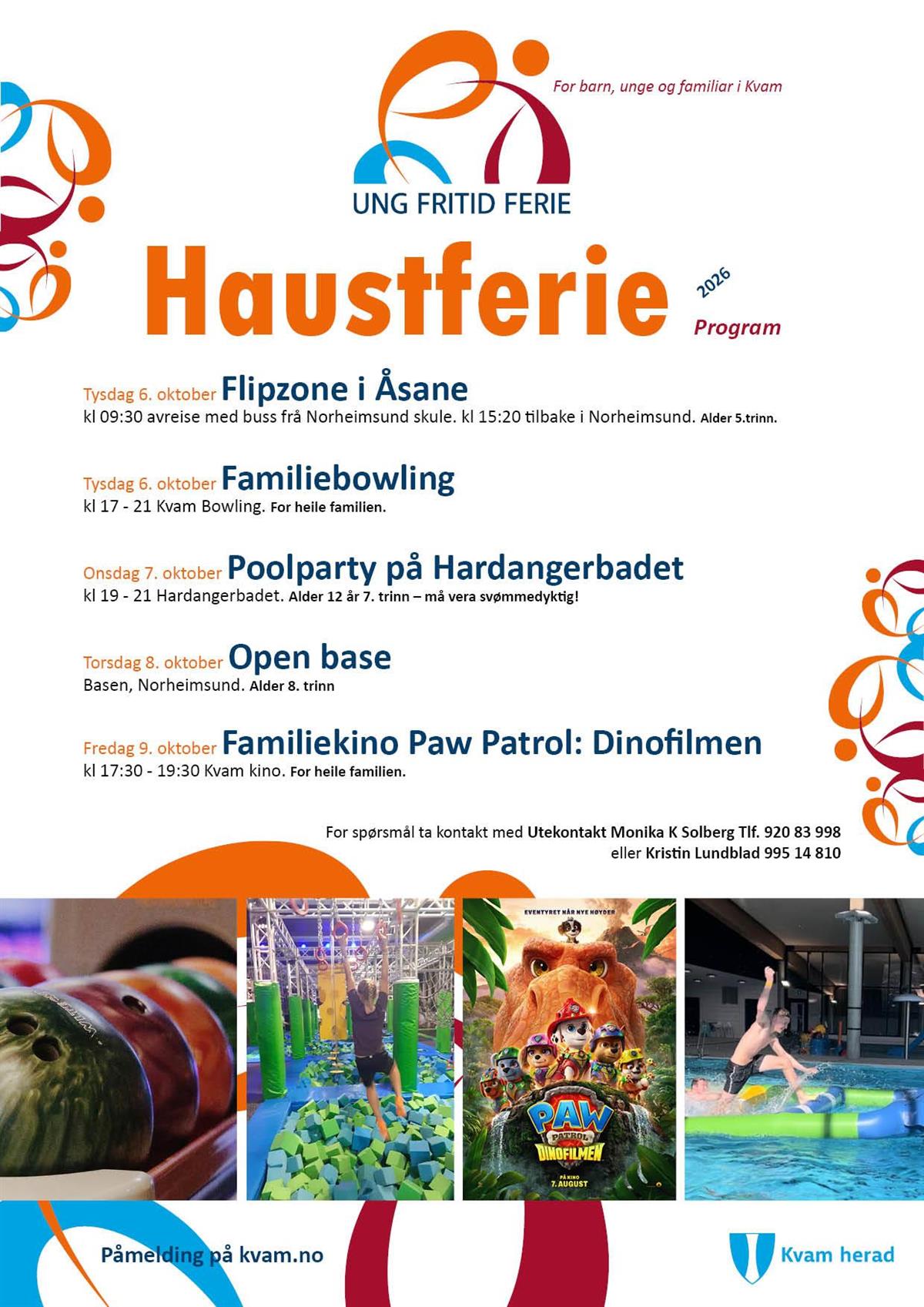 plakat haustferie 2026 ung fritid - Klikk for stort bilete