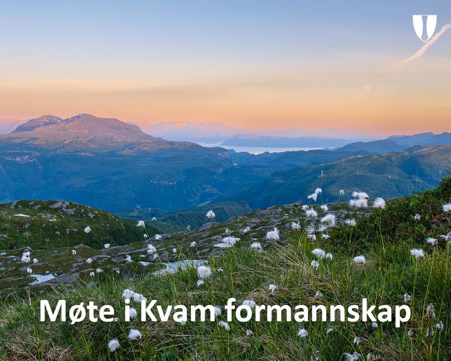 naturbilde, kommunevåpen og tekst til møte i Kvam formannskap - Klikk for stort bilete